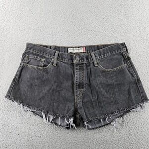 Levis 514 Denim Shorts Womens 38 Black Slim Cut Off Frayed Boho Beach Festival